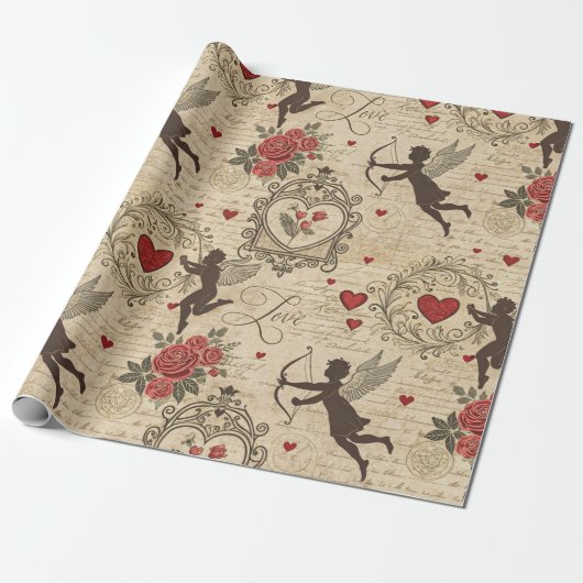  Cupido's Romantische Patroon (6) Cadeaupapier (Uitgerold)