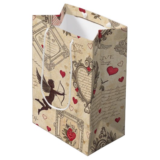 Cupido's Romantische Patroon (8) Medium Cadeauzakje (Voorkant Gekanteld)