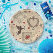  Cupido's Romantische Patroon (8) Papieren Bordje (Feest)
