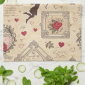 Cupido's Romantische Patroon (8) Theedoek (Gevouwen)