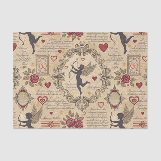 Cupido's Romantische Patroon (9) Tissuepapier (Voorkant)