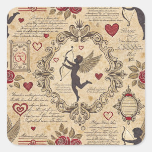 Cupido's Romantische Patroon (9) Vierkante Sticker