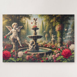 Cupido's Tuin Cherubijn en Roos Romantische Kunstw Legpuzzel