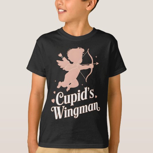 Cupido's Vleugelman Grappig Valentijnsdag Engel De T-shirt (Voorkant)