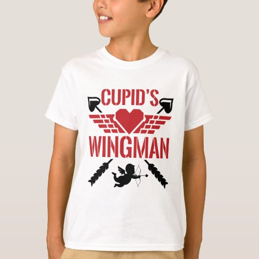Cupido's Wingman Schattigee Valentijnsdag T-shirt (Voorkant)