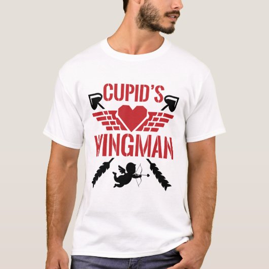 Cupido's Wingman Schattigee Valentijnsdag T-shirt (Voorkant)