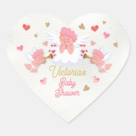 Cupids en Cocktails Valentijnsdag Baby shower Hart Sticker (Voorkant)