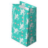 Cupids en harten Turquoise Klein Cadeauzakje (Achterkant Gekanteld)