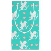 Cupids en harten Turquoise Klein Cadeauzakje (Voorkant)