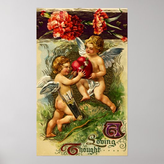 Cupids en  Valentijn van anjers Poster (Voorkant)