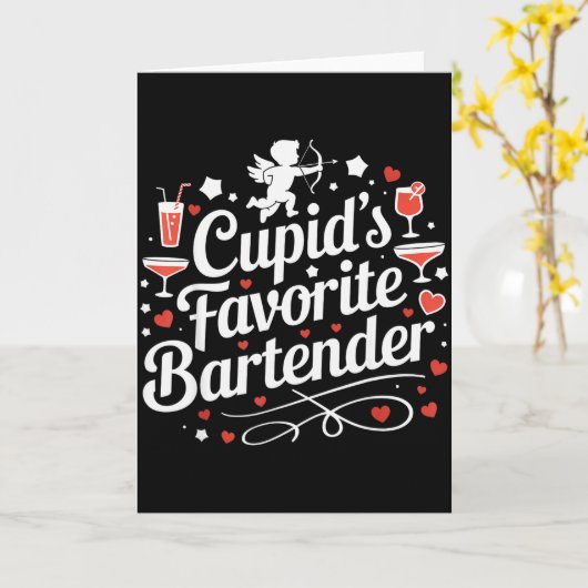 Cupid's favoriete barkeeper grappige Valentijn dri Kaart (Gele Bloem)