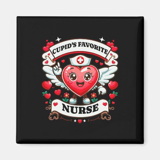 Cupid's favoriete verpleegkundige Valentijnsdag Magneet (Voorkant)