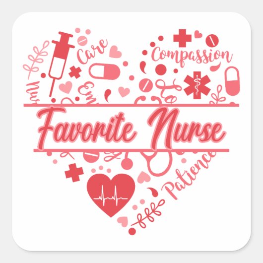 Cupids favoriete verpleegsters vierkante sticker (Voorkant)