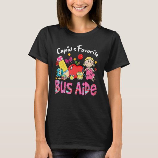 Cupid's Favorite Bus Aide Apple Cute Cupid Valenti T-shirt (Voorkant)