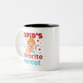 Cupid's Favorite Dentist Valentine's Day Tweekleurige Koffiemok (Voorkant links)