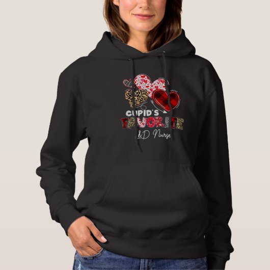 Cupid's Favorite Labor And Delivery Nurse Valentin Hoodie (Voorkant)
