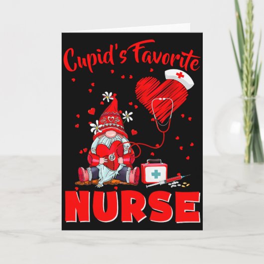 Cupids Favorite Nurse Gnome Valentine Funny Nursin Kaart (Voorkant)
