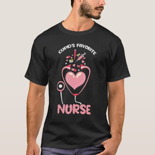 Cupid's Favorite Nurse Valentine Day Nursing Medic T-shirt (Voorkant)