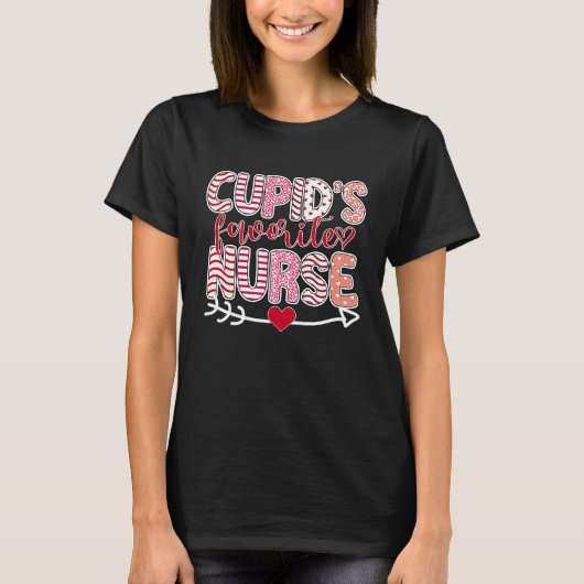 Cupid's Favorite Nurse Valentine Day Nursing Medic T-shirt (Voorkant)
