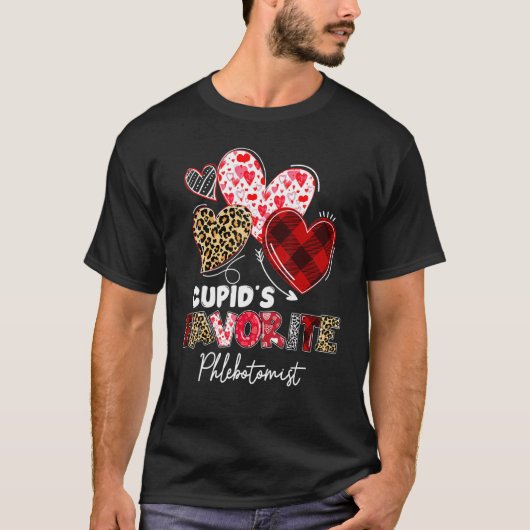 Cupid's Favorite Phlebotomist Valentine Phlebotomy T-shirt (Voorkant)