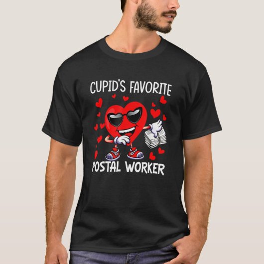 Cupid's Favorite Postal Worker Mailman Happy Valen T-shirt (Voorkant)