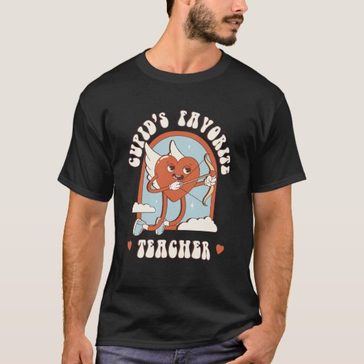 Cupid's Favorite Teacher Red Heart Teacher's Cute T-shirt (Voorkant)