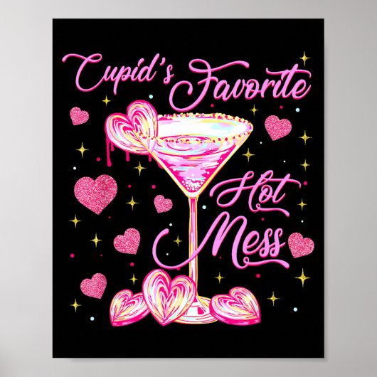 Cupids Hot Mess Coquette Valentijn Martini Valenti Poster (Voorkant)