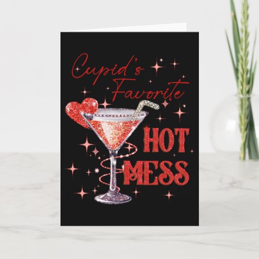 Cupid's Hot Mess Valentijn Martini Liefde Kunst St Kaart (Voorkant)
