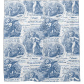 Cupids in Love Romantic French Toile Blue Douchegordijn (Voorkant)