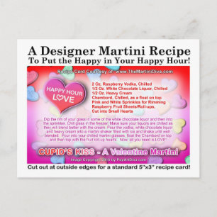 Cupid's Kiss Valentijn Martini Recipe Briefkaart