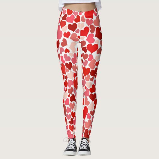 Cupid's Love Hearts Red Pink Valentijn Leggings (Voorkant)