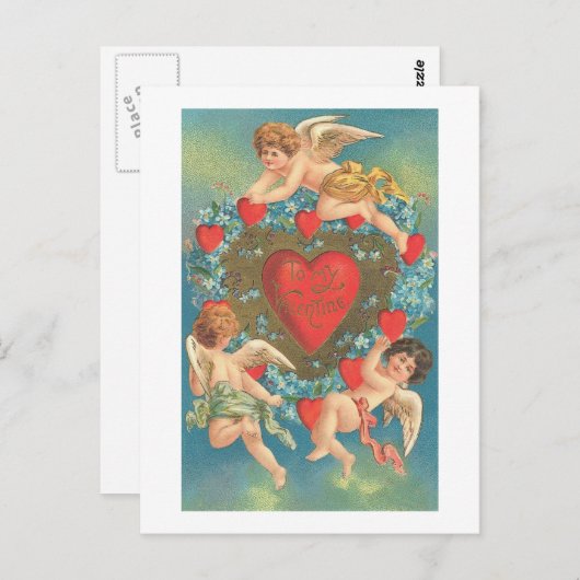 Cupids met hart (2) briefkaart (Voorkant / Achterkant)