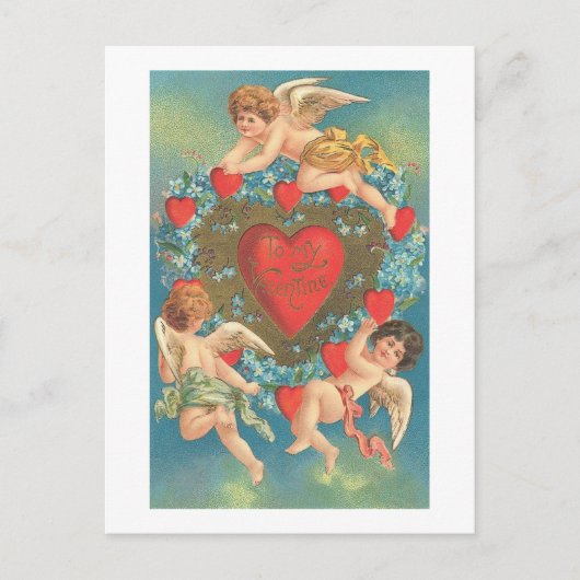 Cupids met hart (2) briefkaart (Voorkant)