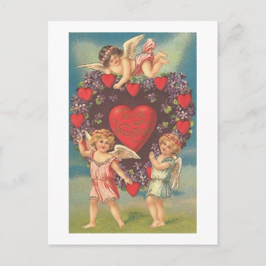 Cupids met hart (4) briefkaart (Voorkant)