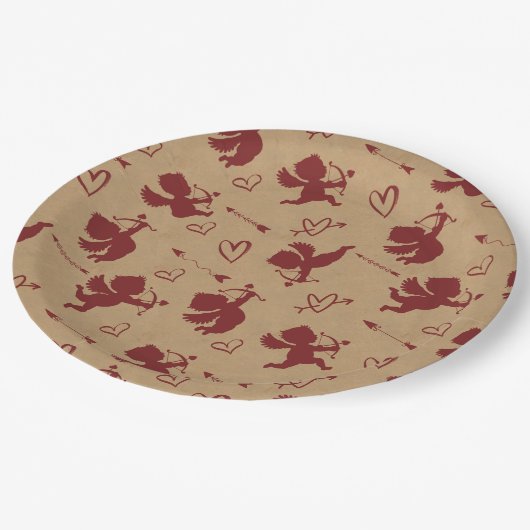 Cupids pijlen en hart ID630 Papieren Bordje (Gekanteld)