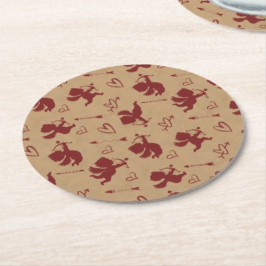 Cupids pijlen en hart ID630 Ronde Kartonnen Onderzetter (Gebogen)