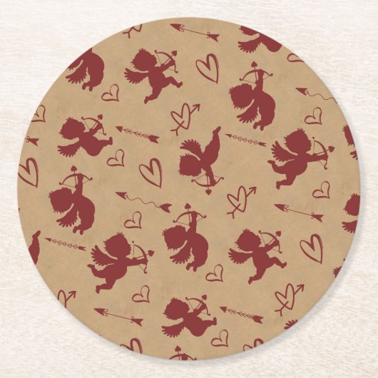 Cupids pijlen en hart ID630 Ronde Kartonnen Onderzetter (Voorkant)