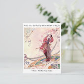 Cupids, prinses en prinses op een magische fan briefkaart (Staand voorkant)