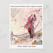 Cupids, prinses en prinses op een magische fan briefkaart (Voorkant)