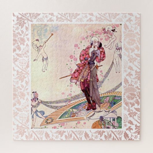 Cupids, prinses en prinses op een magische fan legpuzzel (Verticaal)