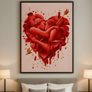 Cupid's vangst - Moderne Romantische Abstracte Kun Poster