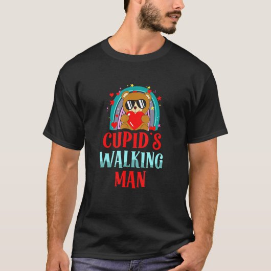 Cupid's Walking Man Hearts Day Valentines Day T-shirt (Voorkant)