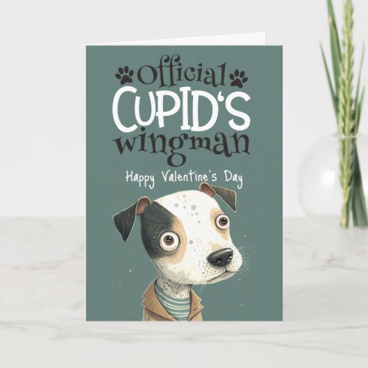 Cupid's Wingman... Valentijn van de hond Feestdagen Kaart (Voorkant)