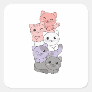 Cupioromantische vlag Pride Lgbtq Cute Cats Vierkante Sticker