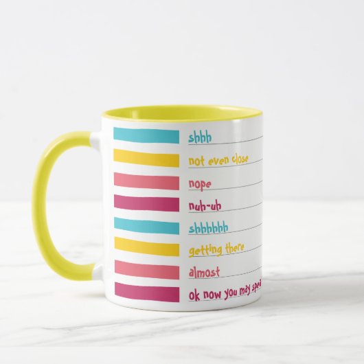 Cuppa Leuke Kleurrijke Gestreepte Snoep Shushes! Mok (Links)