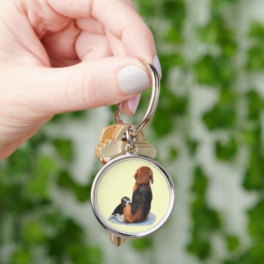 Cuppy beagle and mum dog realist art keychain (Hand)