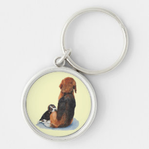 Cuppy beagle and mum dog realist art keychain