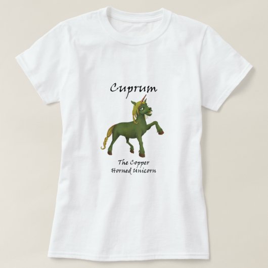 Cuprum het T-shirt-Shirt van Unicorn met koper T-shirt (Design voorkant)