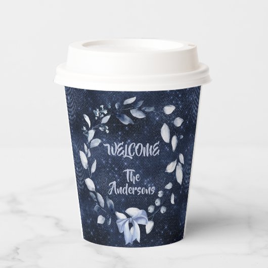 Cups Papier met deksel Sterrennacht Blauw Papieren Bekers (Voorkant)