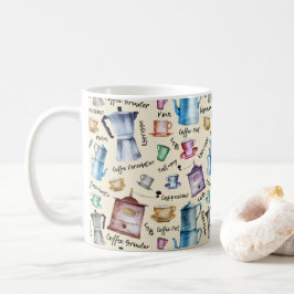 Cups van koffiezetapparaten met Waterverf-retro-cu Koffiemok